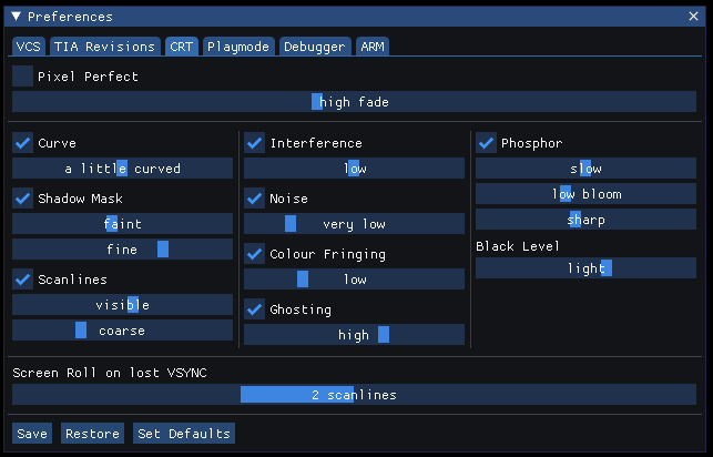 crt preferences tab