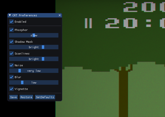 crt playmode preferences window