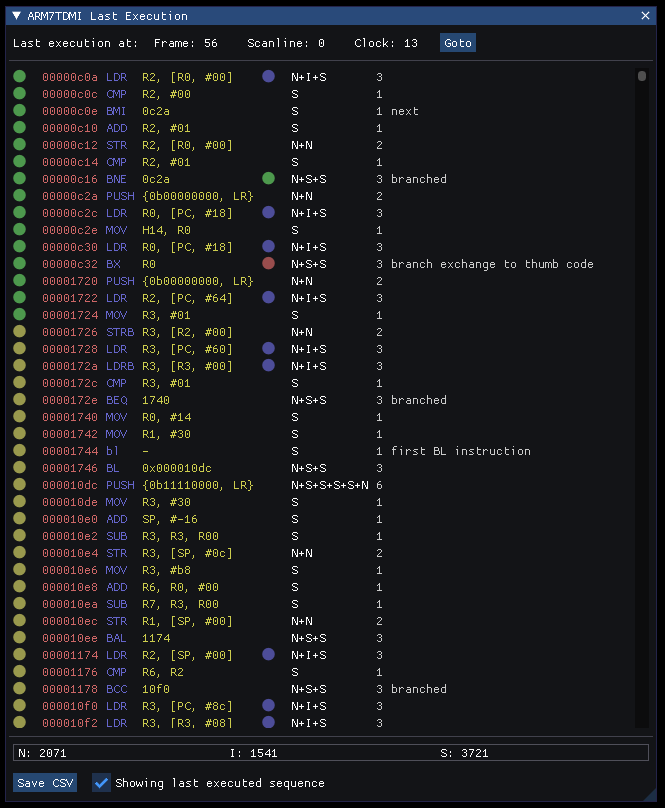 ARM7 last execution
window