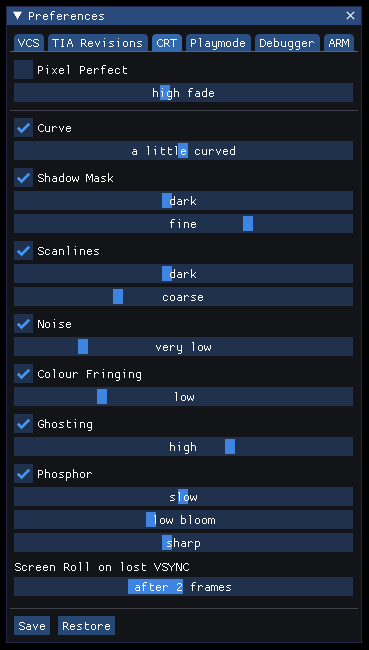 crt preferences tab