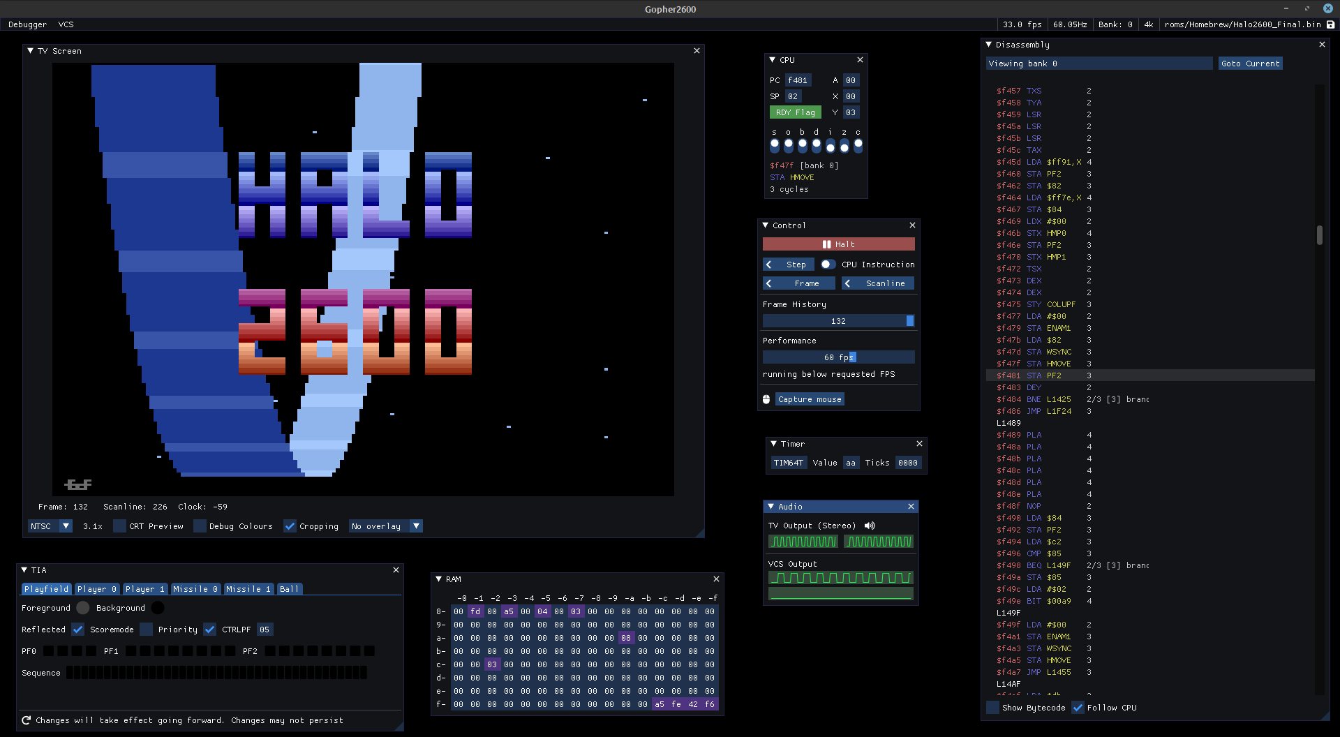 gopher2600 debugging GUI