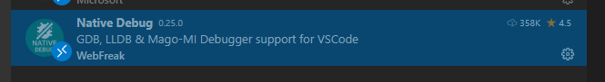 VScode native debg extension